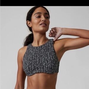 Athleta Black and White Dotted Stripe Cropped Tank